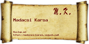 Madacsi Karsa névjegykártya